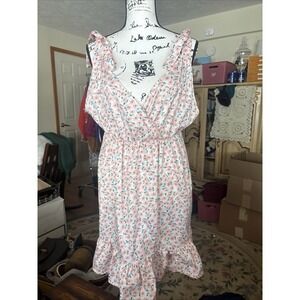 Women's Babydoll Sundress Peach Floral Size 2xl Open Back
